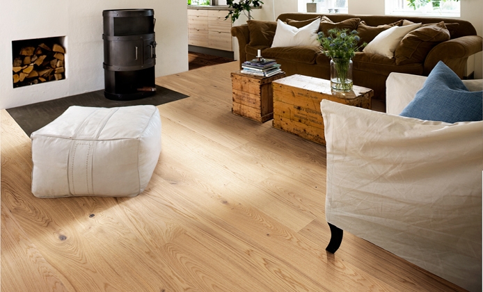 Паркетная доска Kahrs Песочная Дуб Брайтон Brighton 151L87EK0VKW220 Lively 2266×187×15 фото в интерьере